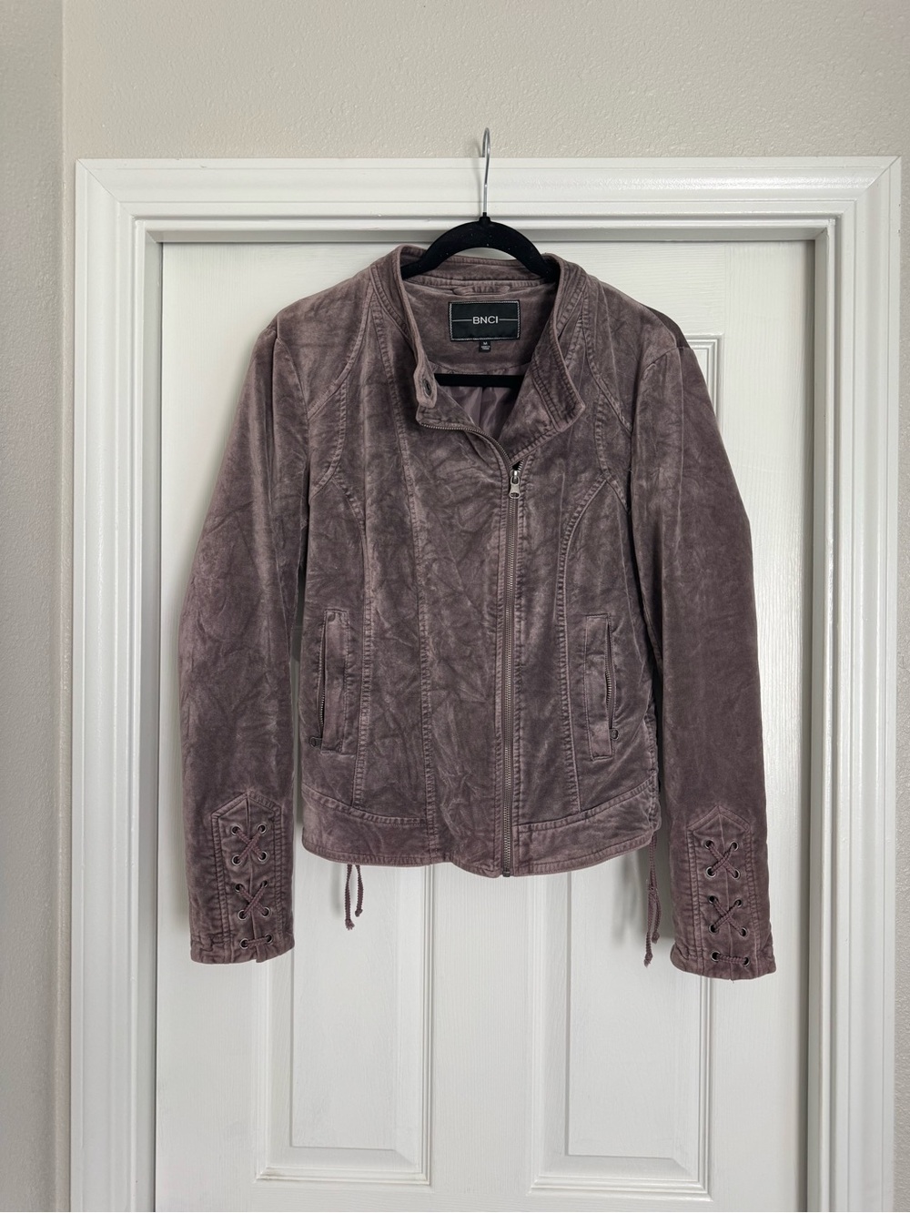 BNCI Women's Dusty Lavender Mauve Suede Zip-Front Jacket